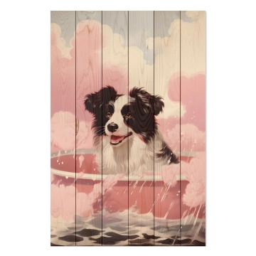 Bild auf Holz Dog Bath