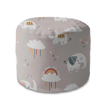 Sitzsack runde fußhocker Elephant and Rainbow Clouds