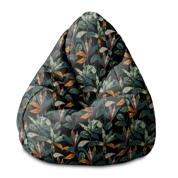 Sitzsack Pearshape  Black Tropical Forest