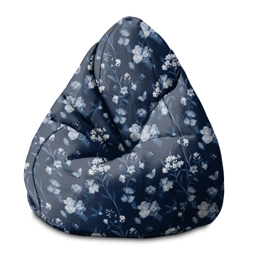 Sitzsack Pearshape Blue Botanical