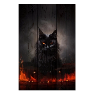 Bild auf Holz Black Cat Energy
