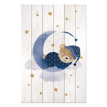 Bild auf Holz Cute Sleeping Bear